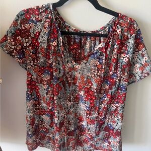 Floral V-Neck Women Tops